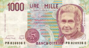 Moneta da 1000 Lire con il volto di Montessori, simbolo di valore storico e collezionistico attuale.